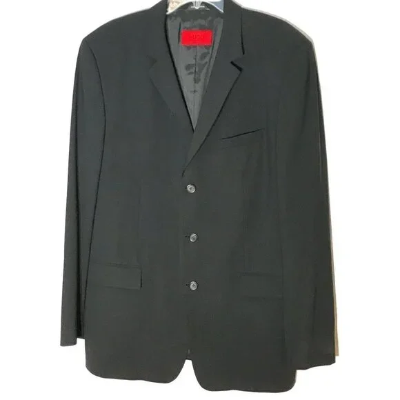 Hugo Boss Black Sport Coat Jacket Blazer size 44L Suit Designer 3 Button WooL - Picture 1 of 12